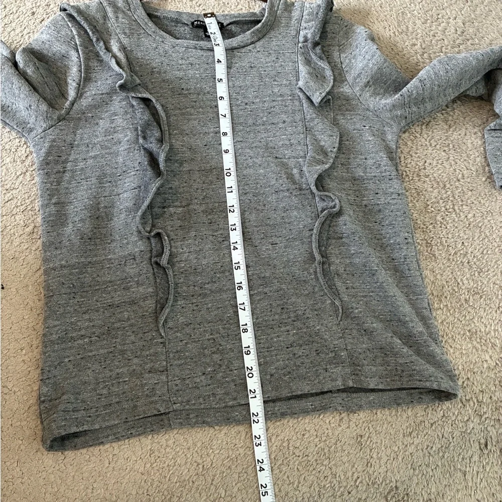 J. Crew Mercantile Gray Ruffled Sweatshirt Top Women’s Size Small
